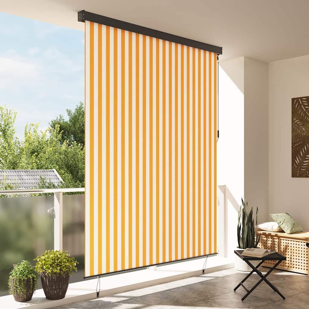 Outdoor Roller Blind Orange and white 220 x 250 cm Fabric